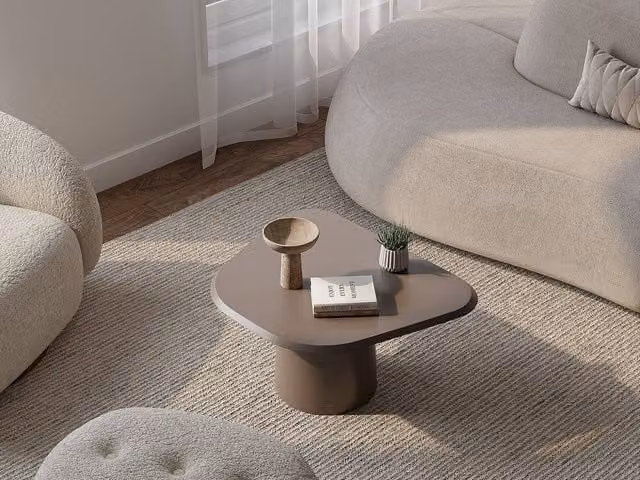 Vente-unique ZINARA Metal Coffee Table in Taupe Brown