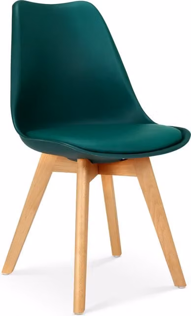 Bravich Modern Green Dining Chair with Beech Wood and Plastic Details