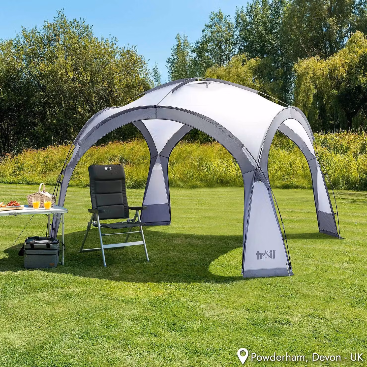 Trail Grey Outdoor Leisure Dome Shelter with Sides, UV Waterproof Camping Gazebo, W/D/H: 350 x 350 x 230 cm – 2