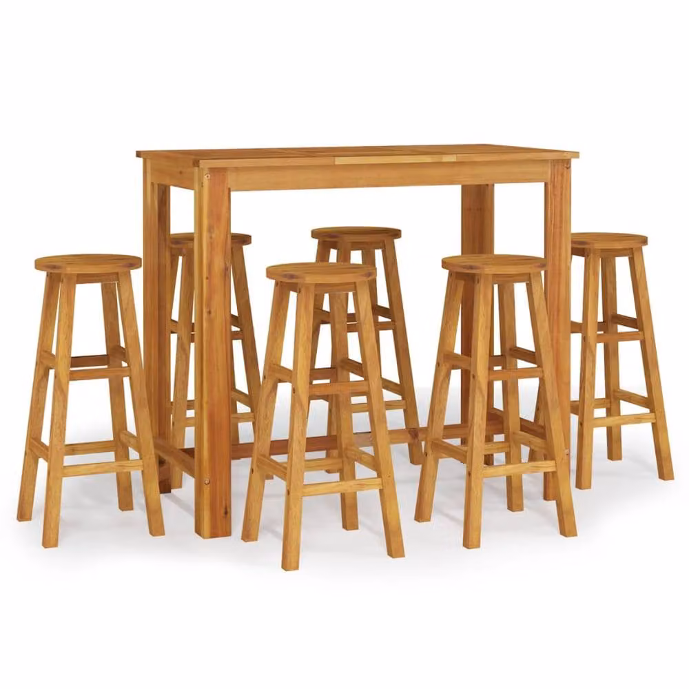 Berkfield Home 7 Piece Garden Bar Set in Brown Solid Acacia Wood – 2