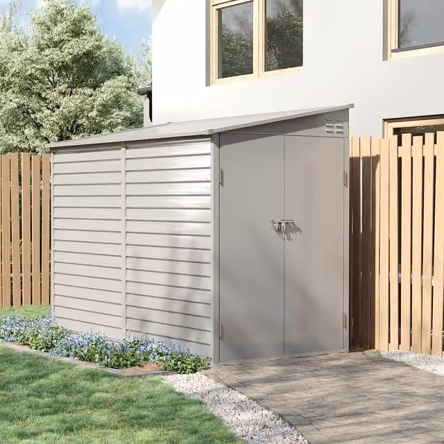 Lifeideas White Metal Lean To Garden Shed with Pent Roof and Side Vent