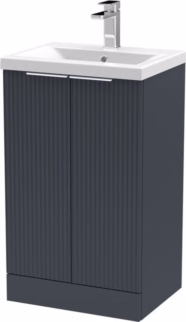 Balterley Fluted Front Floor Standing 2 Door Vanity Basin Unit in Dark Grey, W: 50 cm, H: 85 cm – 1