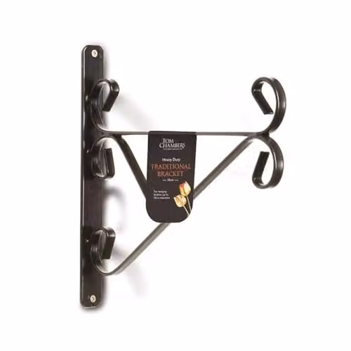 Tom Chambers Traditional Heavy Duty Garden Planter Hanging Basket Bracket, 35 cm, Black – 1