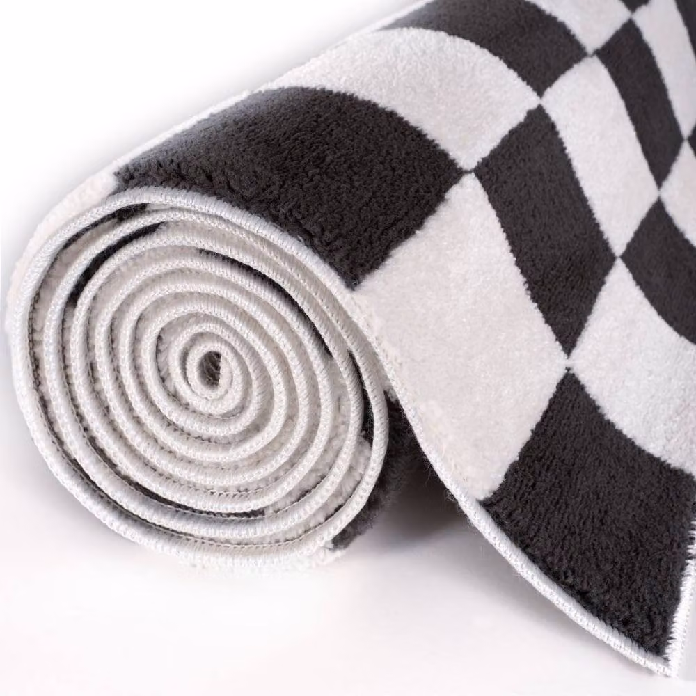 THE RUGS Loft Checkered Soft Pile Area Rug, Dark Grey, W: 80 cm, L: 150 cm – 8
