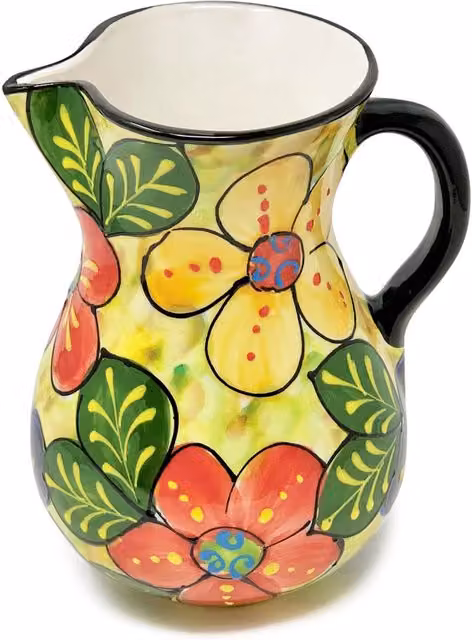 Verano Spanish Ceramics Hand Painted Floral Ceramic Pourer Jug, Multicolour, 2 l – 1
