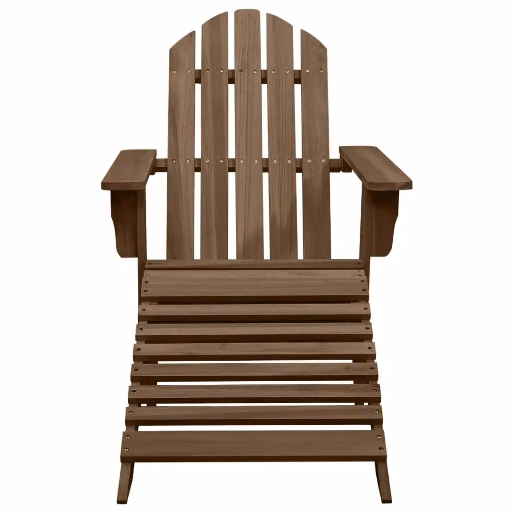 Berkfield Home Garden Adirondack Chair with Ottoman and Table in Brown Solid Fir Wood – 4