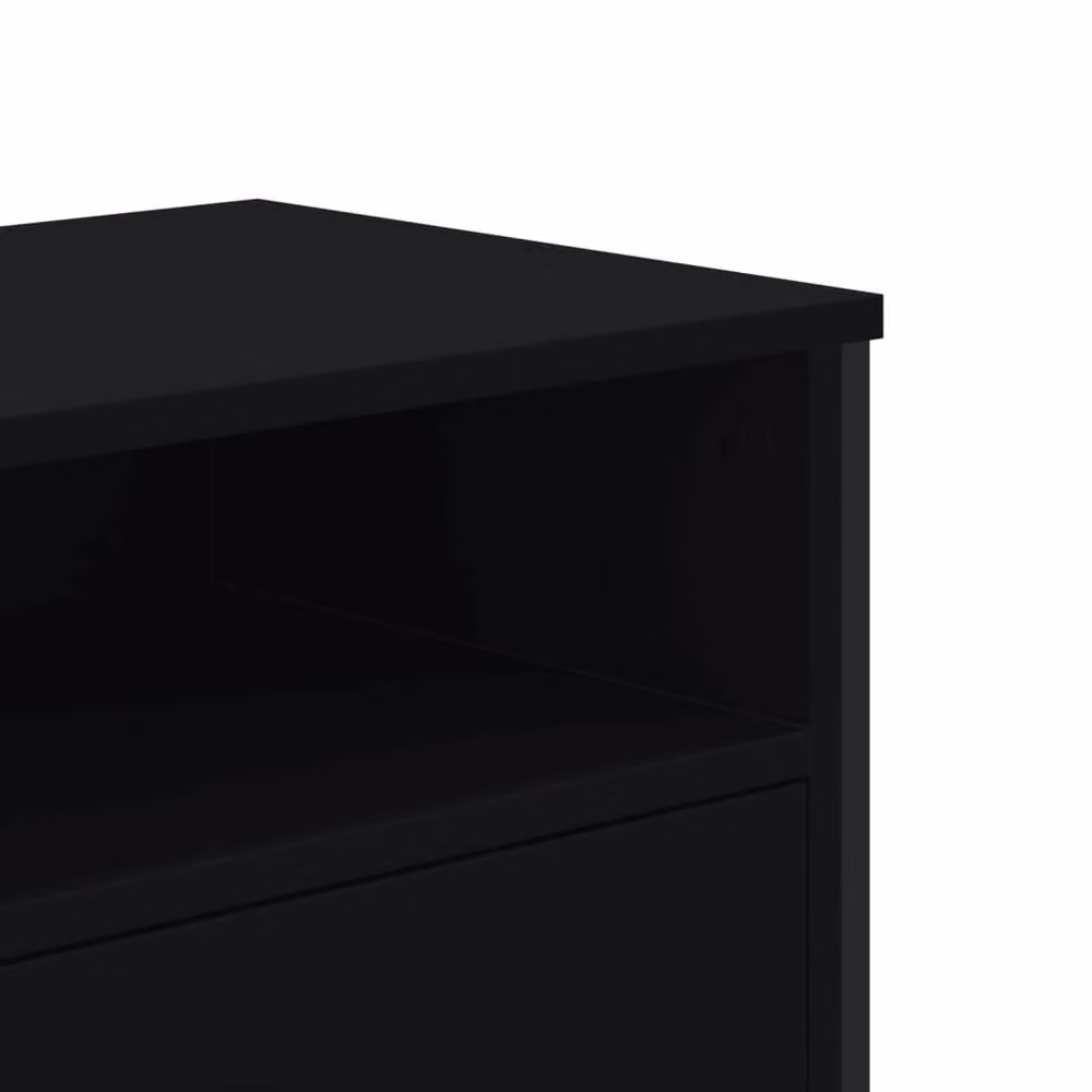 Berkfield Home Modern Black TV Cabinet in Matt MDF and Metal, W/D/H: 122 x 34 x 41 cm – 4