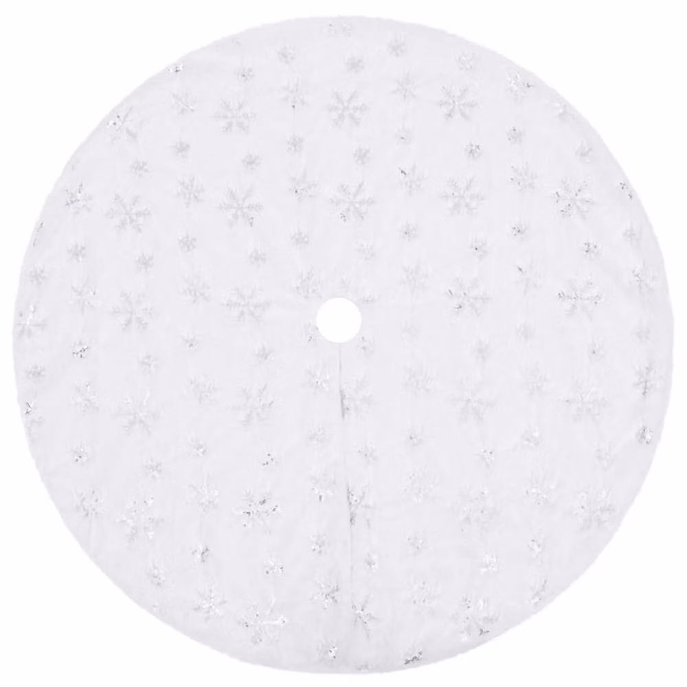 Berkfield Home Luxury White Faux Christmas Tree Skirt, Diameter: 122 cm – 2