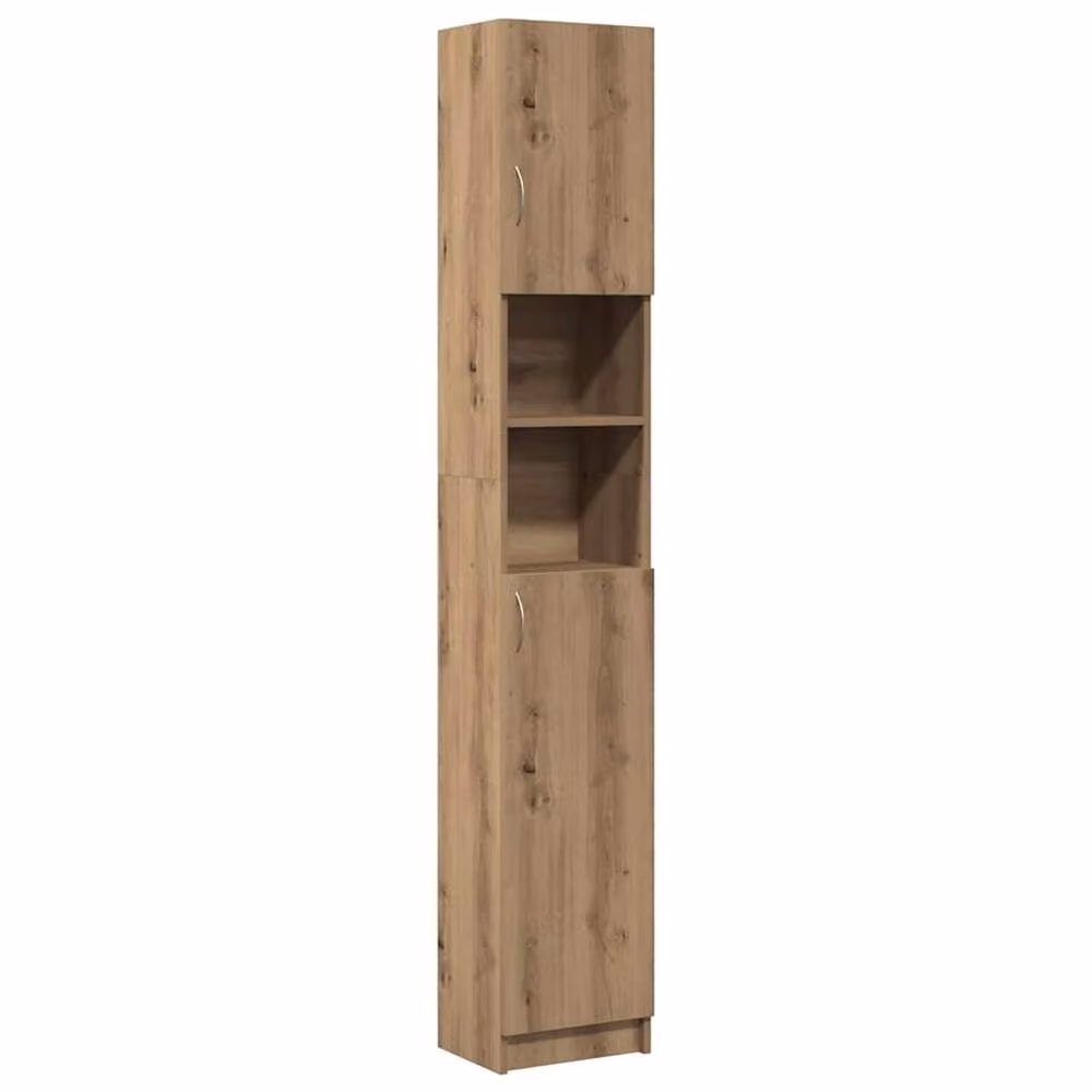 Berkfield Home Artisan Oak Bathroom Cabinet, Brown, W/D/H: 32 x 25.5 x 190 cm – 2