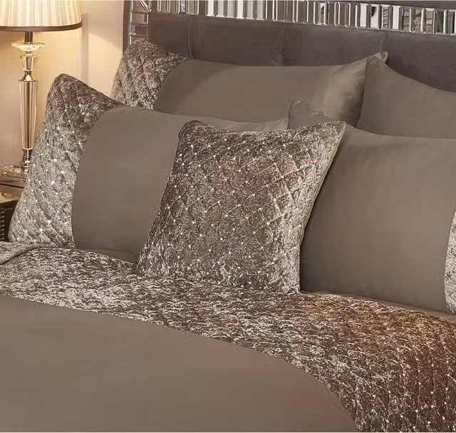 NewEdgeBlinds Glamour Square Velvet Cushion Cover in Brown and Yellow