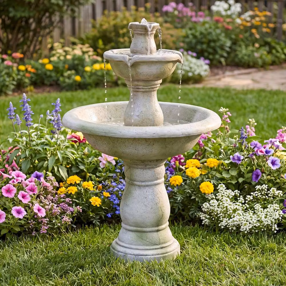 Gymax Grey Cascading Outdoor and Indoor Water Fountain, Height: 89 cm – 2