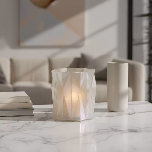 Orsina Rambia Small Iridescent Glass Taper Candle Holder in Silver and Multicolour