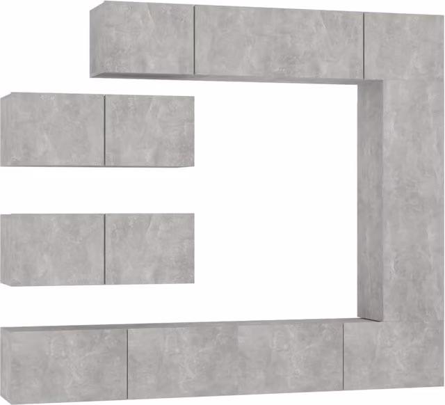 Berkfield Home 7 Piece Wall Mounted TV Cabinet Set in Matt Concrete Grey Engineered Wood – 1