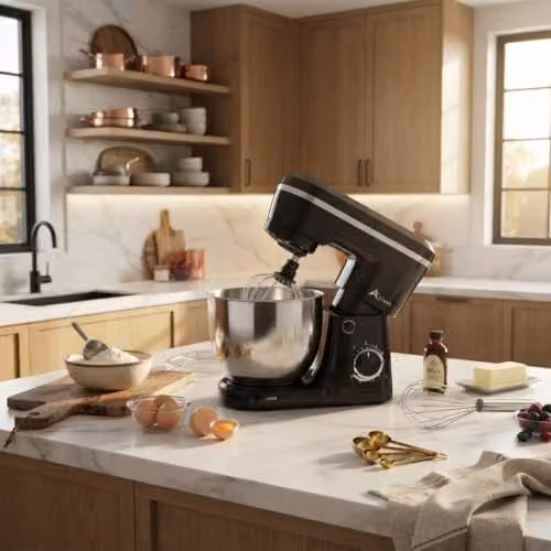 Alivio 1500W Heavy Duty Stand Mixer with 5L Stainless Steel Bowl, 10+ Speed Control, Black – 1