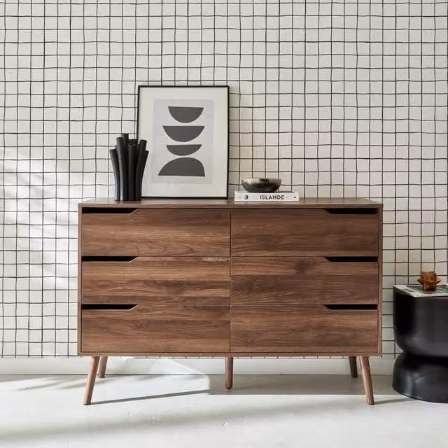Sweek 6-Drawer Freestanding Chest in Dark Brown Wood Effect, W/D/H: 120 x 40 x 80 cm – 1
