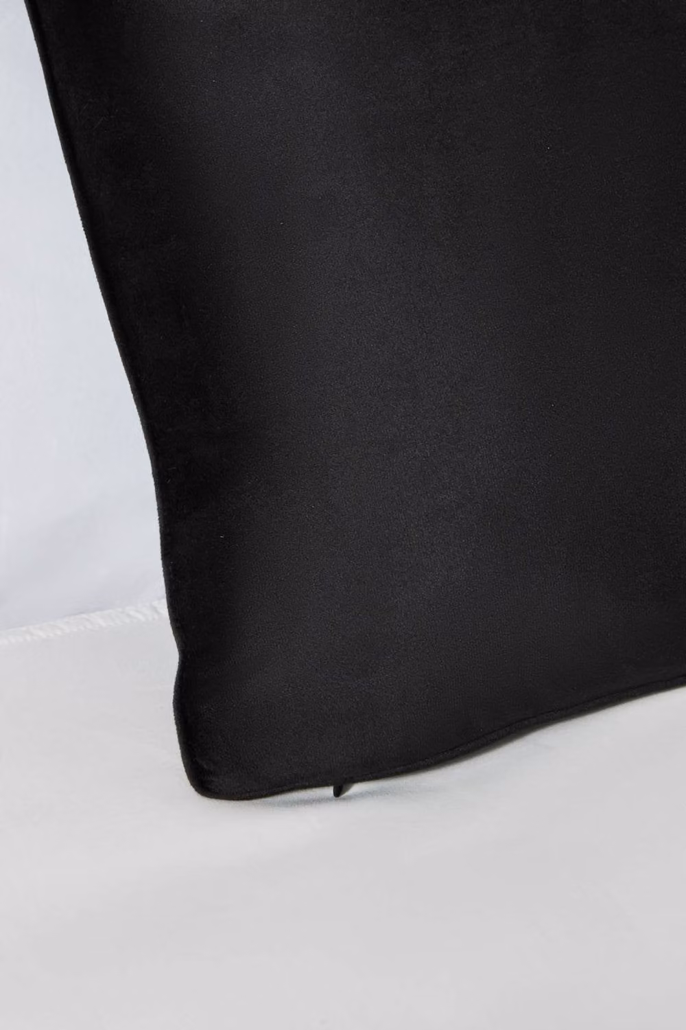 BHS Large Square Black Velour Piped Cushion, W: 59.0 cm x D: 59.0 cm x H: 1.0 cm – 2