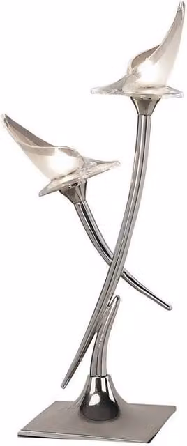 Netlighting Flavia Table Lamp with 2 G9 Lights in Polished Chrome and Grey Glass