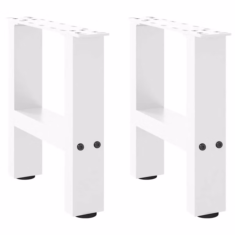 Berkfield Home White Steel Coffee Table Legs, 2 Pieces, H: 30-40 cm x W: 40 cm