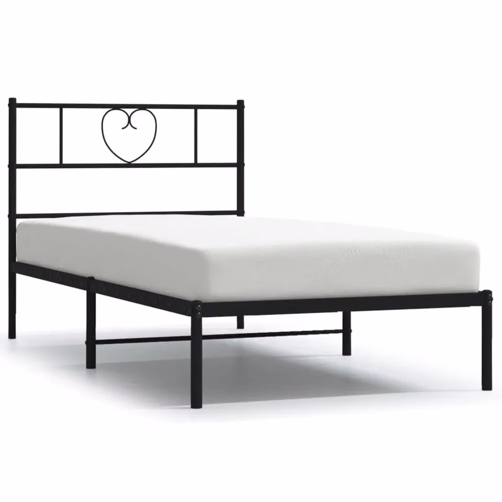 Berkfield Home Metal Bed Frame with Headboard in Black, W/D/H: 90 x 190 cm – 2