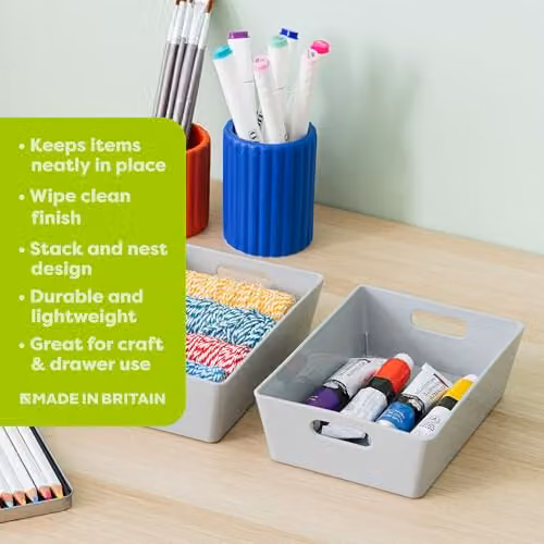 Wham Plastic Studio Basket 3.01 Rectangular Storage Basket in Grey, W/D/H: 16.5 x 12 x 5 cm – 3
