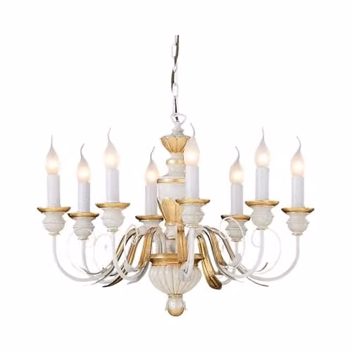 Ideal Lux Firenze SP8 Ceiling Light in Gold and White with Glass and Metal Finish