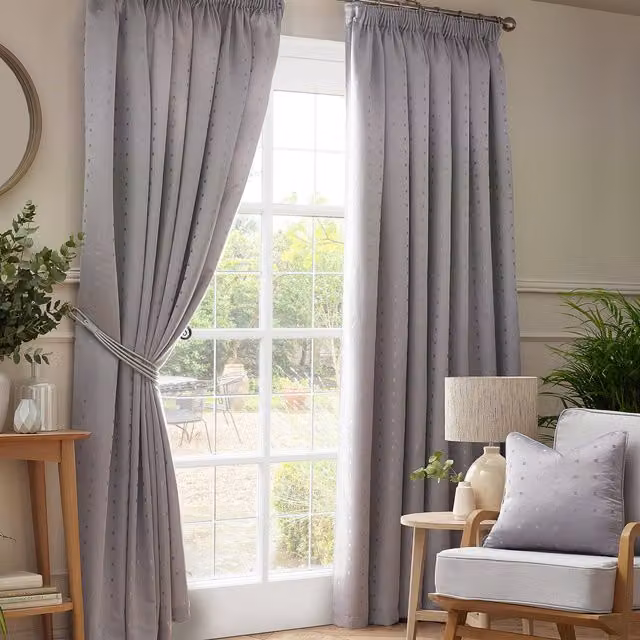 Terrys Madison Ready Made Pencil Pleat Fabric Curtains in Silver Grey