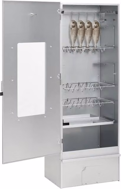 Berkfield Home Durable Vertical BBQ Oven Smoker with Wood Chips, Galvanised Steel, Silver, W: 44.5 cm, D: 29 cm, H: 110 cm