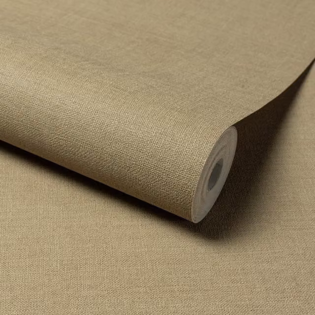 Grandeco Plain Textile Effect Wallpaper in Green