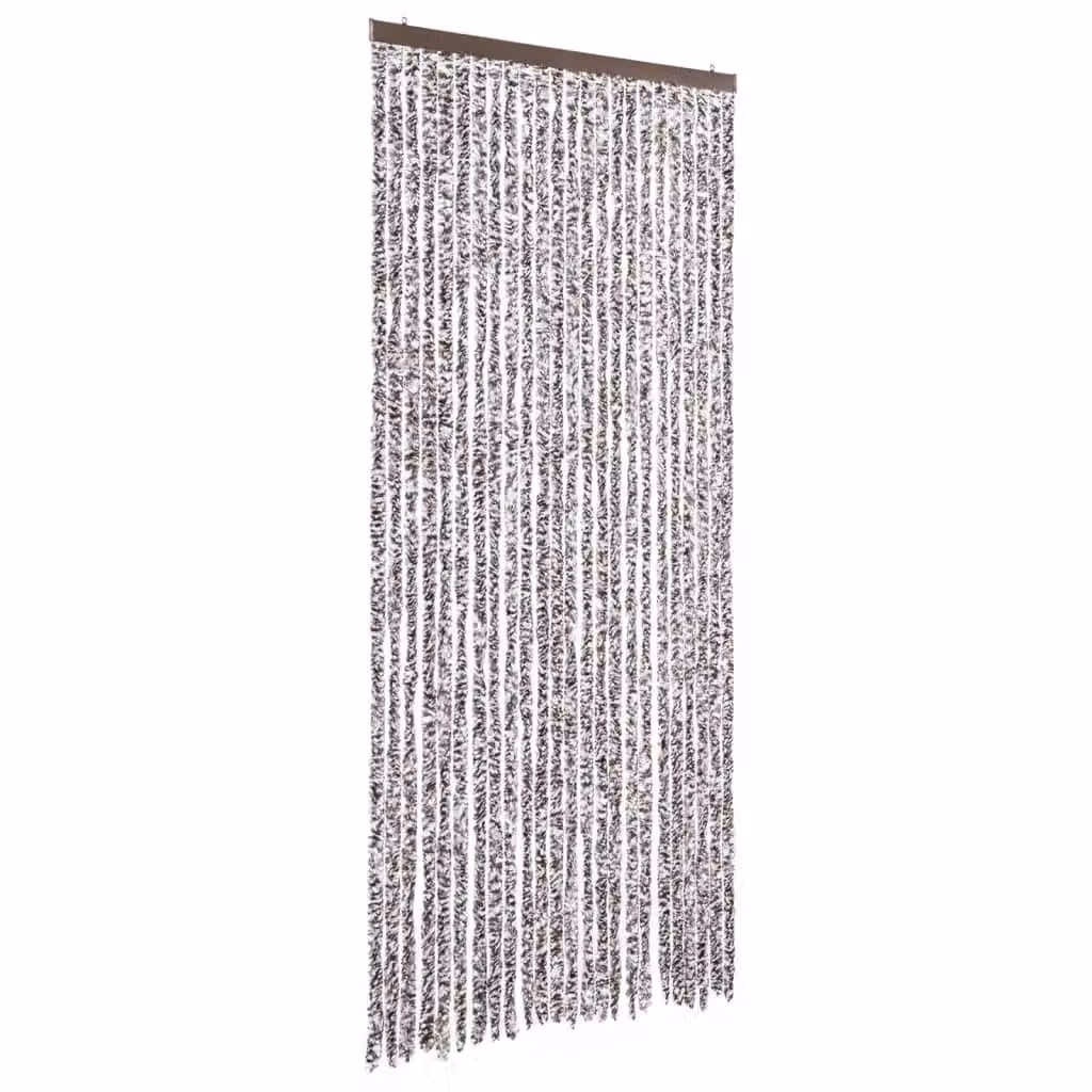 Berkfield Home Chenille Fly Curtain in Brown and Beige, W/H: 100 x 230 cm – 2