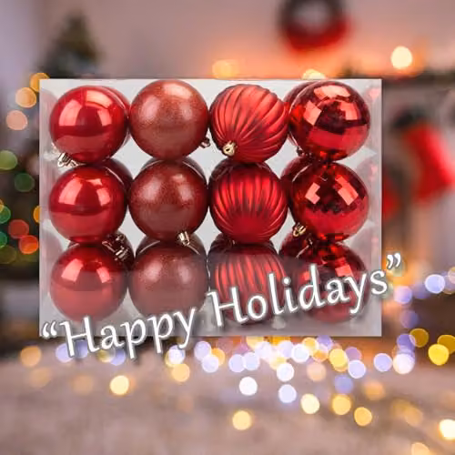 VFM e-Store Red Round Christmas Bauble Hanging Tree Ornaments, Pack of 24, Diameter: 8 cm – 6