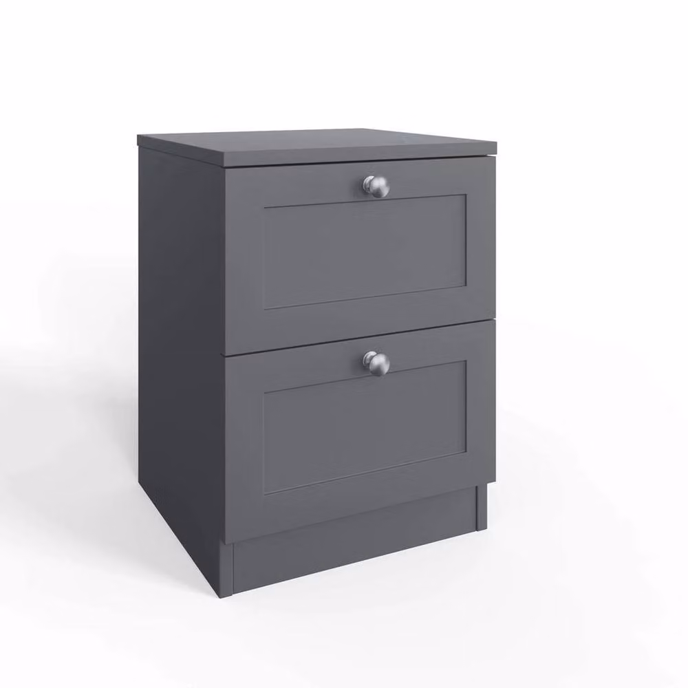SPETLEK Modern 2 Drawer Shaker Style Bedside Cabinet in Grey – 2