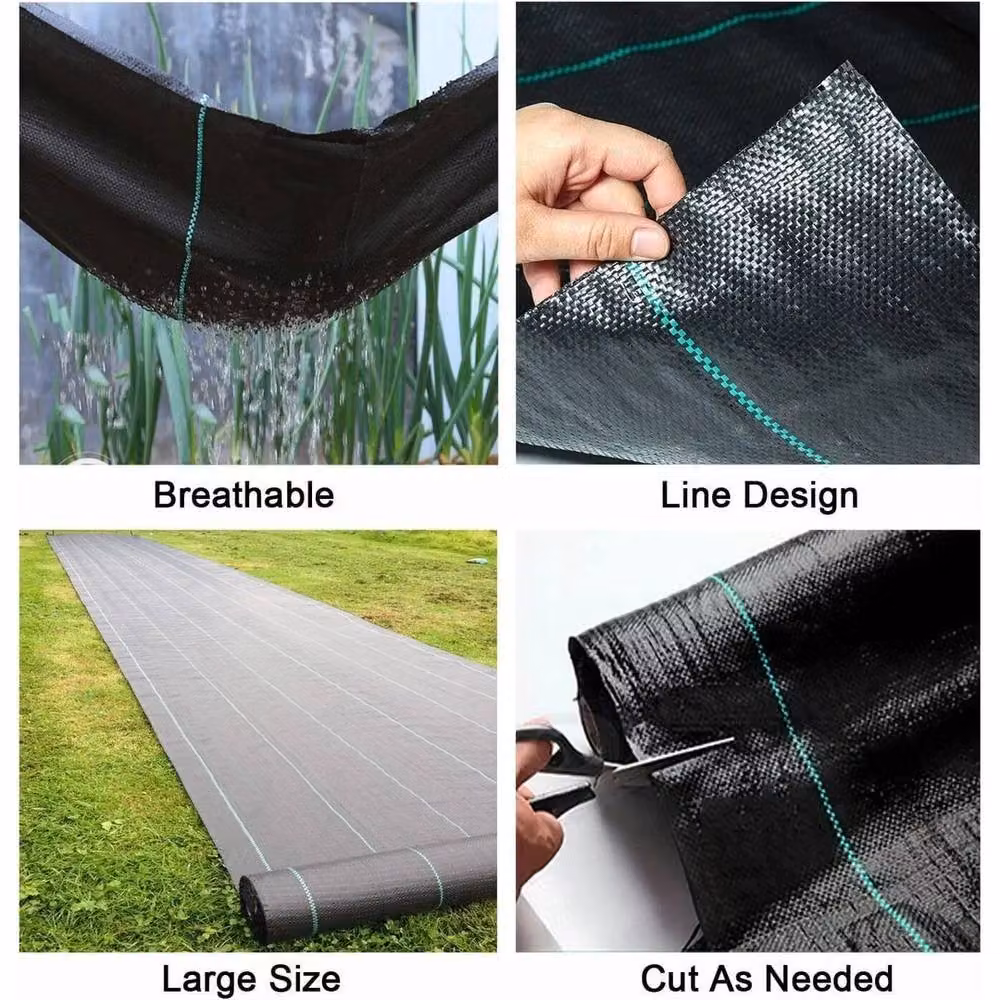 NESTLUNE Heavy Duty Weed Control Fabric Membrane in Black, W: 100 cm, H: 15 cm – 5