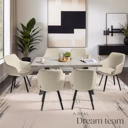 tectake Set of 4 Modern 360 Swivel Dining Chairs in Grey Velvet with Metal Legs – 2