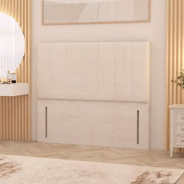 Somnior Beds Ltd Austin Plush Velvet Floor Standing Upholstered Headboard in Ivory Single