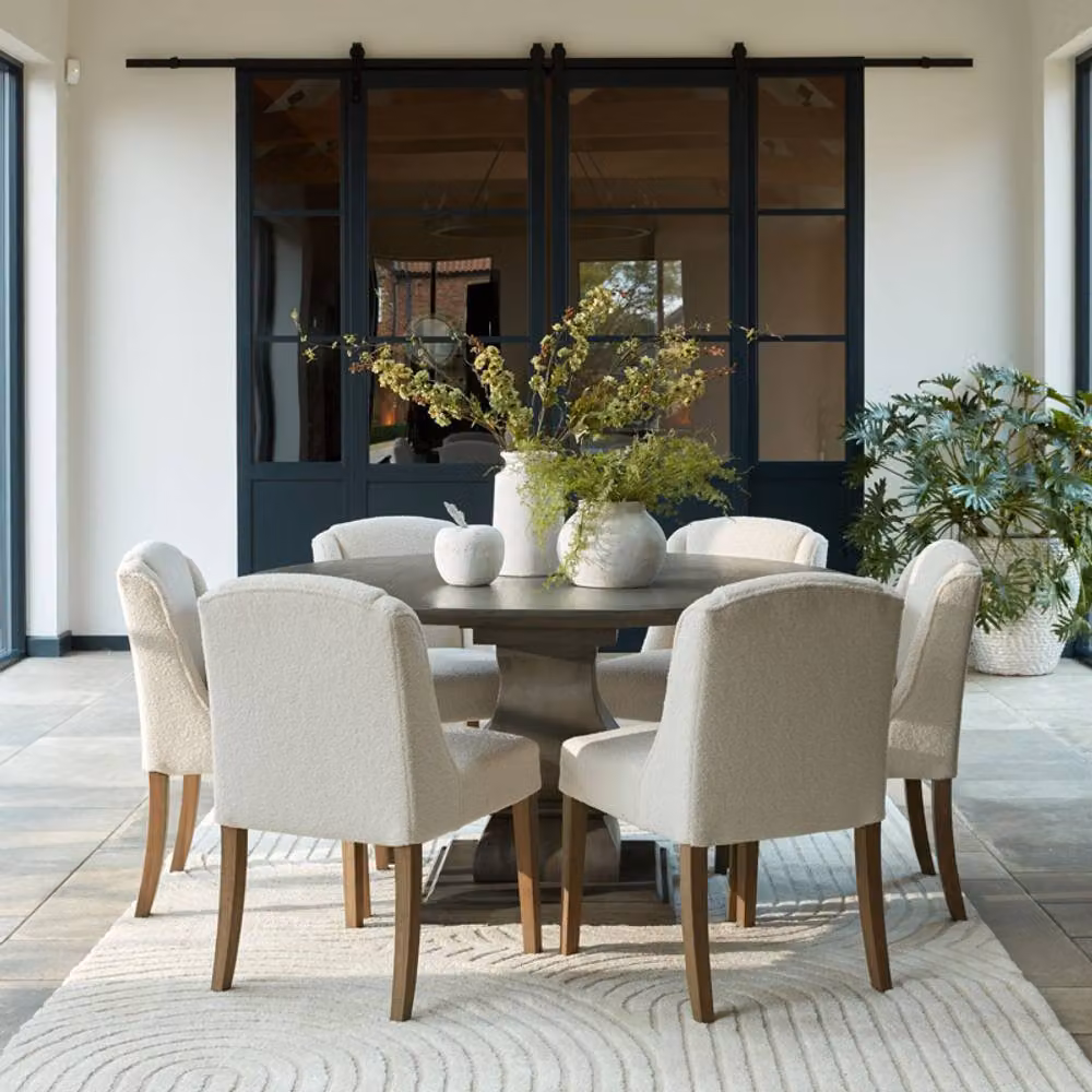 Lemon Pavilion Compton Bouclé Dining Chair in Beige with Wood Frame, W: 52 cm, D: 59 cm, H: 87 cm – 2