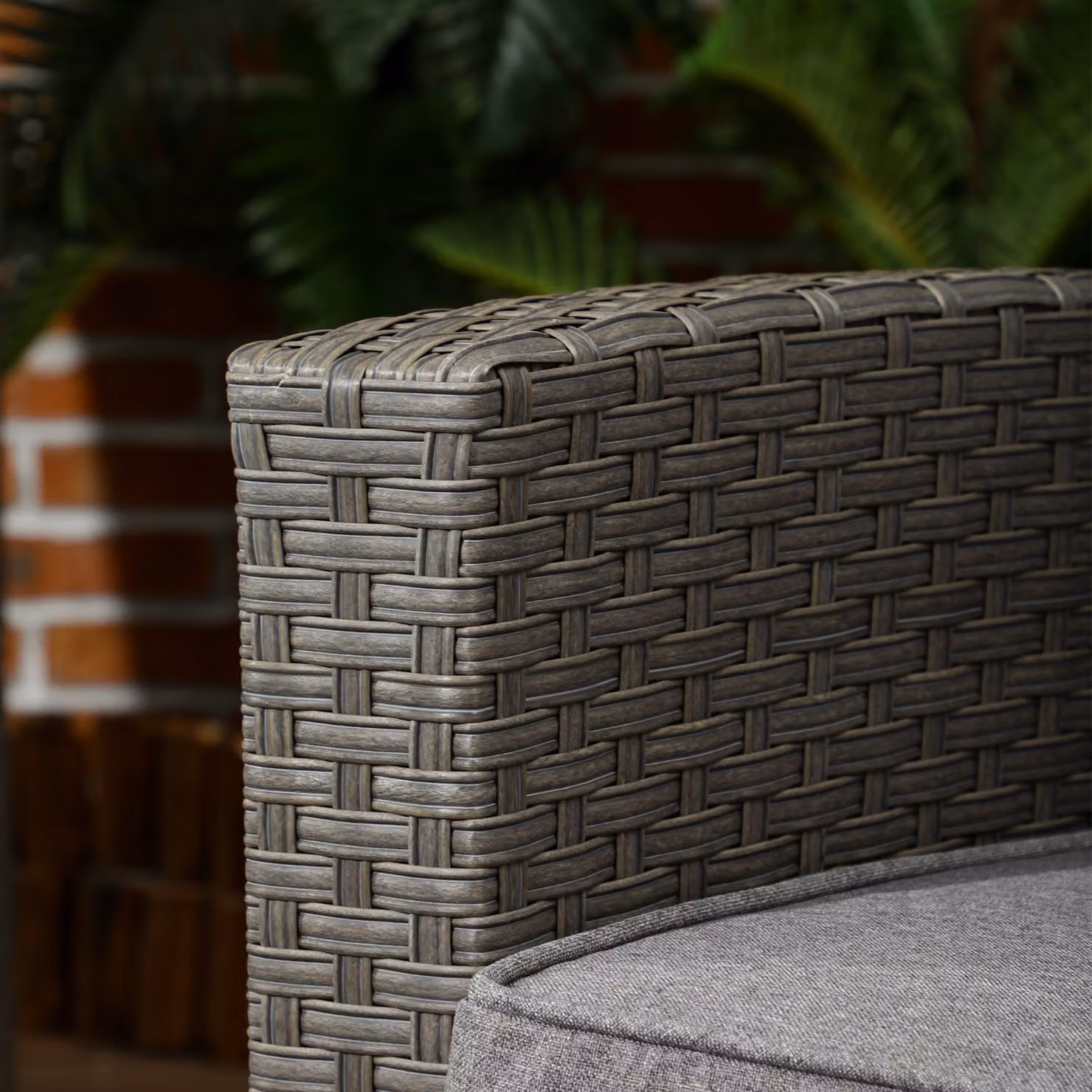 Outsunny 4 Piece Rattan Garden Furniture Set with 2 Seater Sofa, Lounge Armchairs, Coffee Table and Upholstered Cushions in Grey – 6