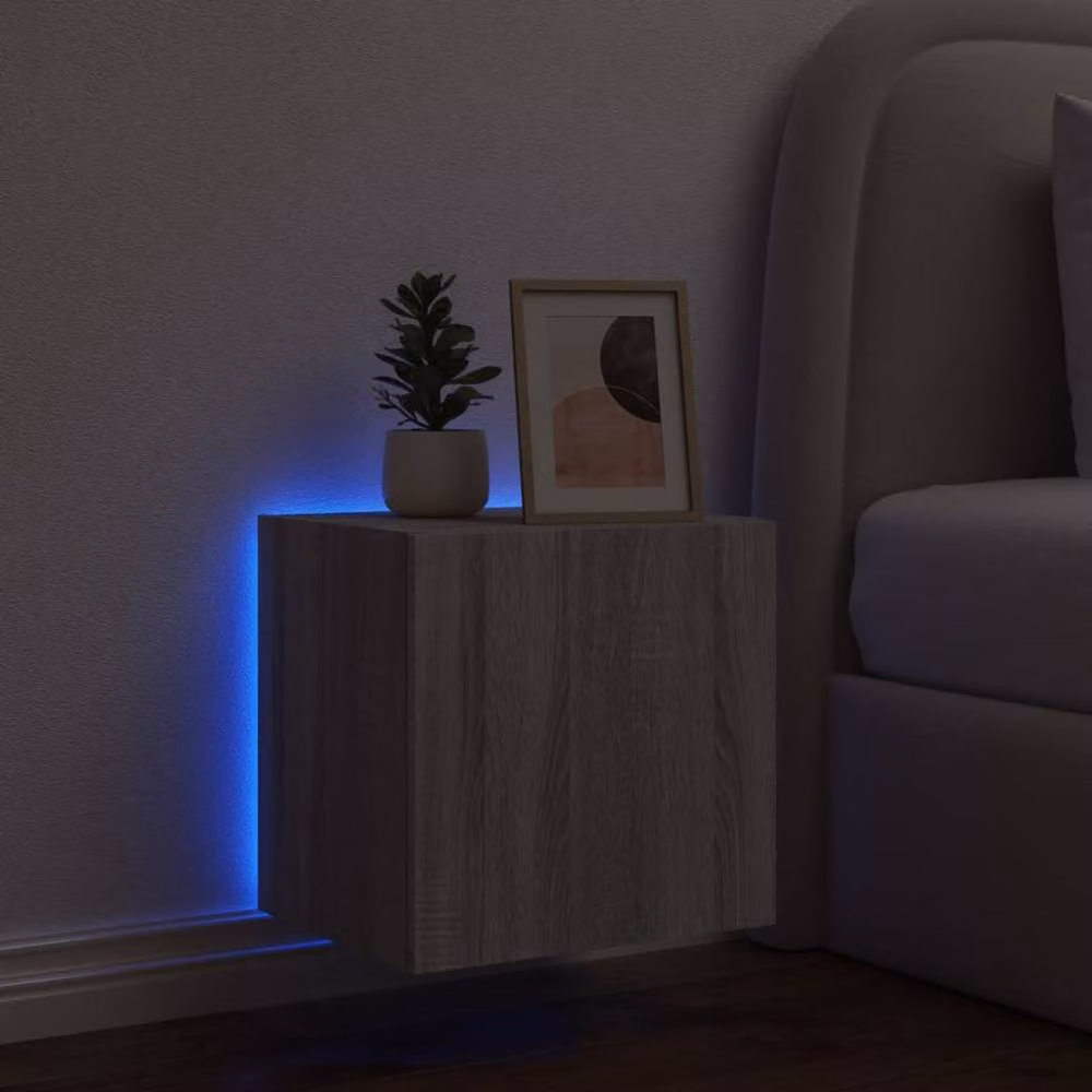 Berkfield Home Modern Wall Mounted TV Cabinet with Integrated LED Lights in Grey Sonoma, W/D/H: 40.5 x 35 x 40.5 cm – 2