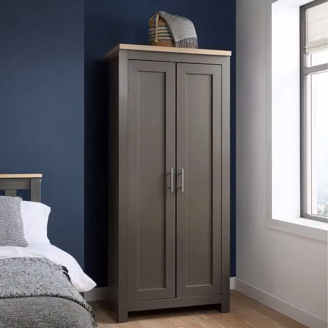 Birlea Highgate 2 Door Wardrobe in Grey Oak Wood