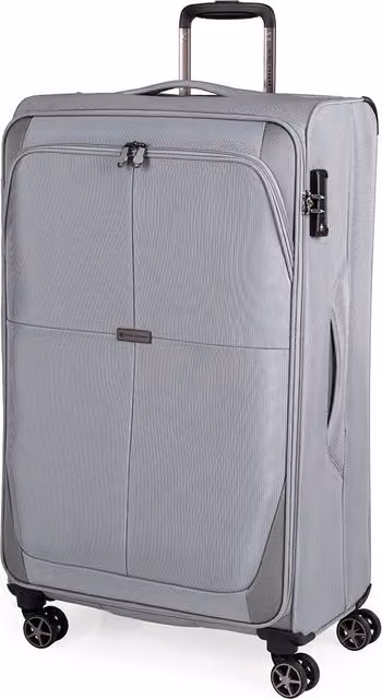 Gino Ferrari Omis Premium Lightweight Soft Shell Suitcase, Large Wheeled TSA Hold Luggage in Grey – 1
