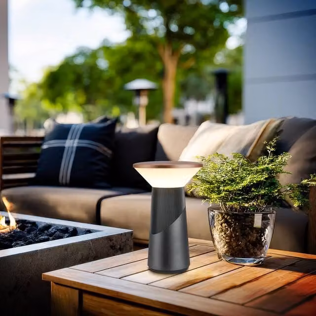 Briloner Pilia Rechargeable LED Table Lamp, Anthracite, H 24 cm x W 15 cm, IP44 Dimmable Night Light