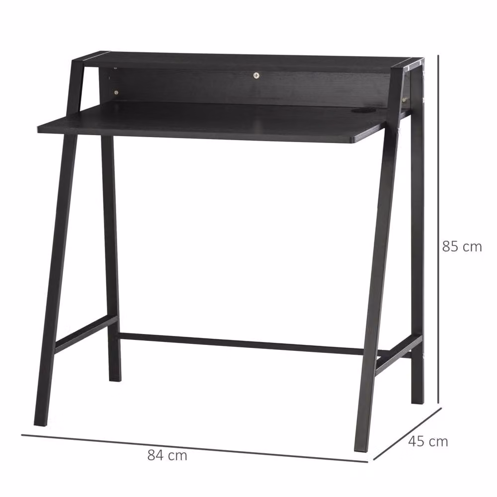 Wyld Haus Havi Black Writing Desk with Raised Storage Shelf, W/D/H: 85 x 85 x 45 cm – 4