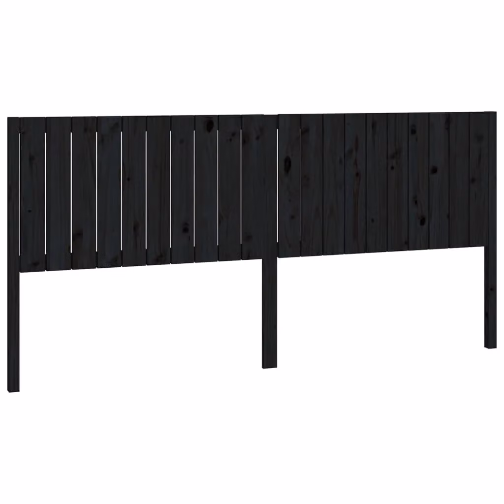 Berkfield Home Rustic Solid Pine Bed Headboard in Black, W: 205.5 cm, D: 4 cm, H: 100 cm – 2