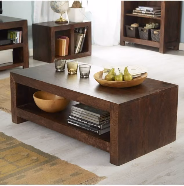 IH Design Duvid Mango Wood Contemporary Coffee Table in Brown W/D/H: 110 x 40 x 6.5 cm