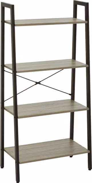 Orsina Four Tier Oak Veneer Ladder Shelf Unit in Grey