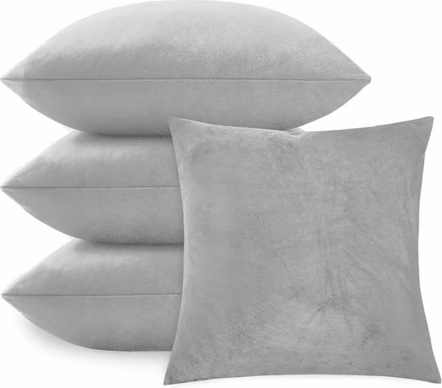 KDMD 4 Pack Light Grey Velvet Square Pillow Cushion Covers W/D/H: 45 x 45 x 0 cm – 1