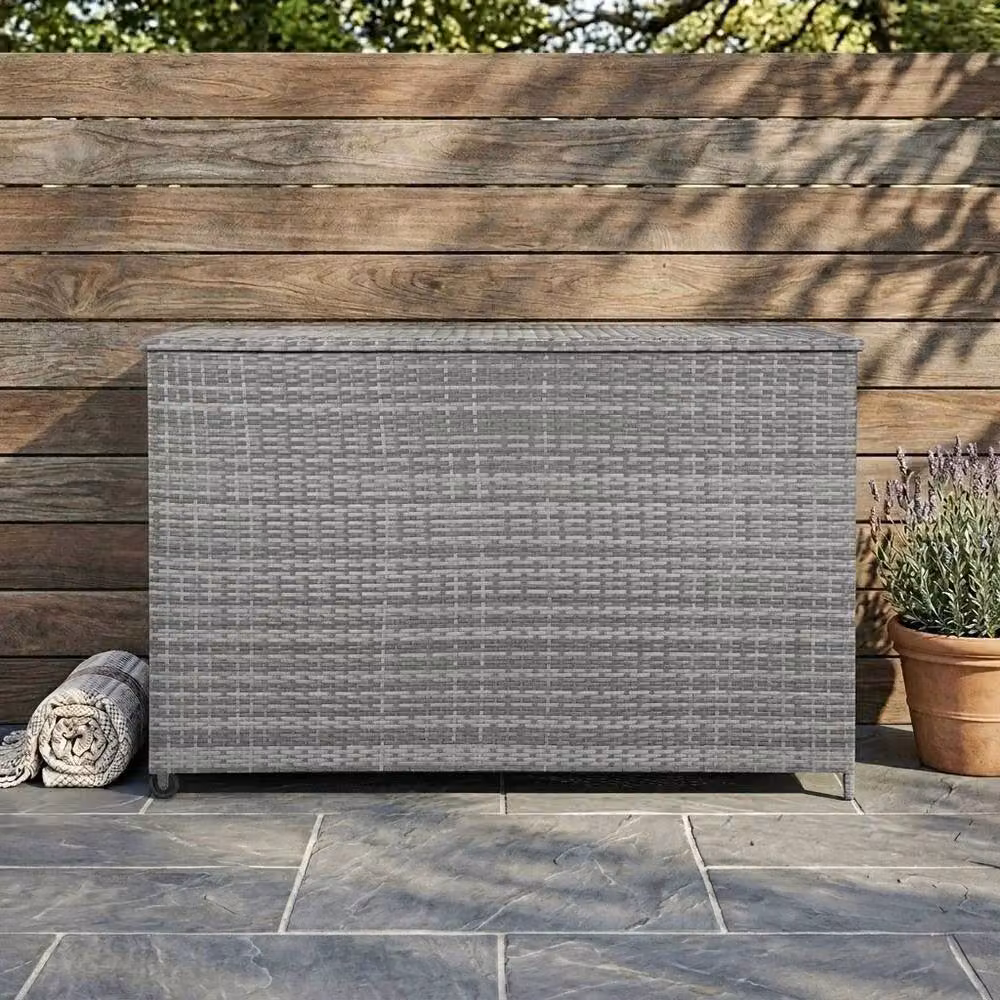 Monstershop Rattan Cushion Storage Box with Castors, Grey – 4