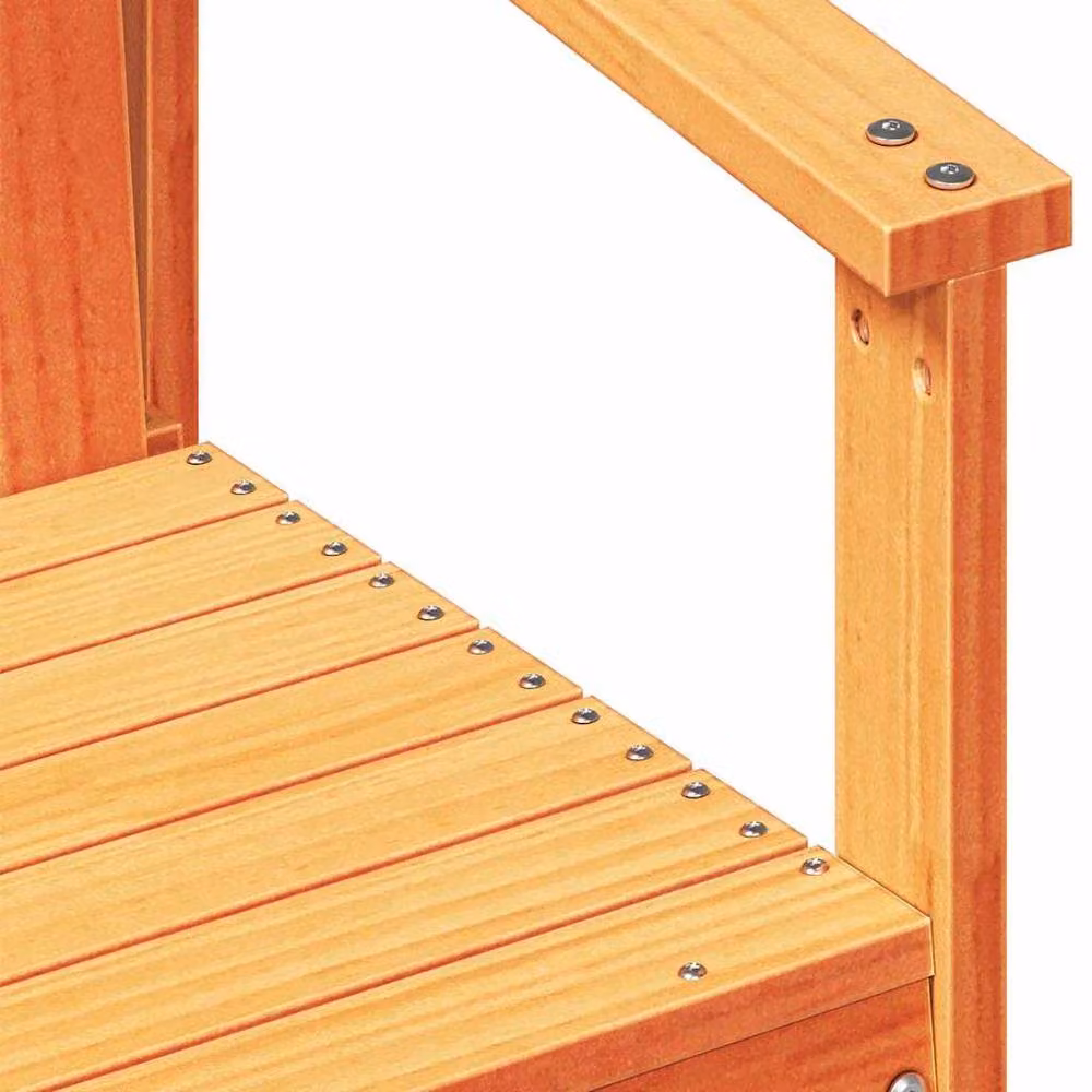 Berkfield Home Beautiful 3 Piece Wax Brown Solid Wood Pine Garden Lounge Set – 4