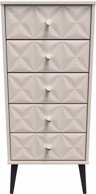 Ready Assembled 2 U Toledo 5 Drawer Tallboy in Taupe