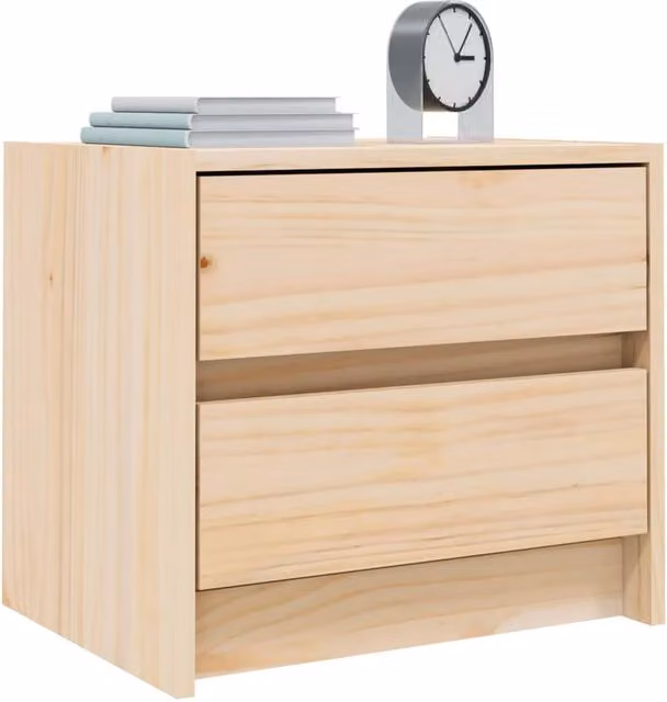 Berkfield Home Beautiful Bedside Cabinet in Light Tan Solid Pine Wood, W/D/H: 40 x 31 x 35.5 cm