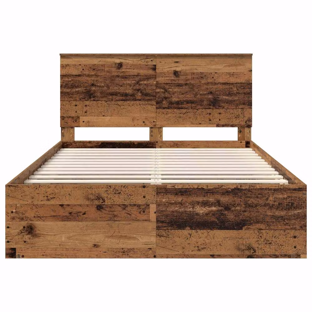 Berkfield Home Modern Bed Frame with Headboard and Drawers in Brown Solid Pine and Engineered Wood, W: 135 cm, L: 190 cm – 4